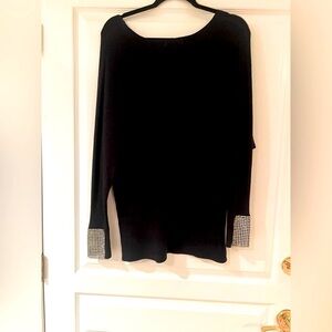 ZANNZA Couture Black Sweater with Rhinestone Cuffs